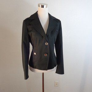 Talbots sz 8 Black blazer jacket Fabric Made in Italy pockets Lined